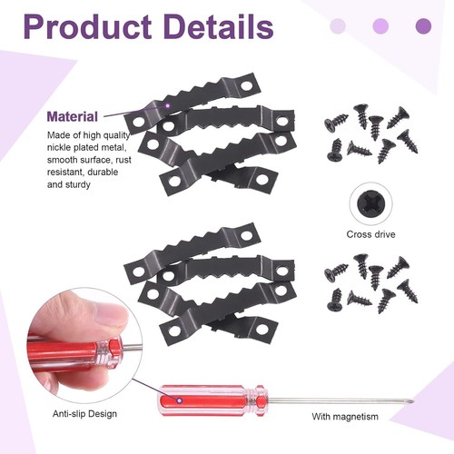 Swpeet 600Pcs Sawtooth Picture Frame Hanging Hangers Double Hole with Black  - Bild 3 von 7