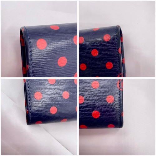 GUCCI Horse Bit Leather Bifold Wallet　Marmot　Polka Dot Navy - Picture 11 of 14