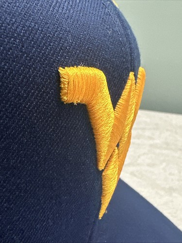 NCAA West Virginia Mountaineers Adidas Blue Fitted Hat 6 7/8 -7 1/2 NWT - Picture 2 of 14