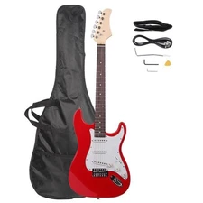 ST Electric Guitar Wood Fingerboard Red +Gigbag +Cord+Strap+Accessor