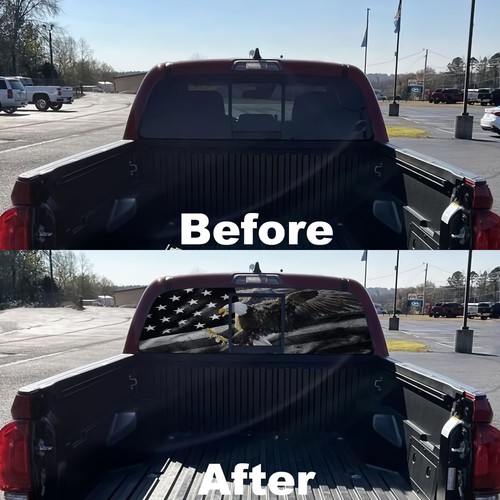 Heckscheibenaufkleber für LKW, amerikanische Flagge LKW Heckfenster Aufkleber, schwarz Am... - Bild 5 von 6