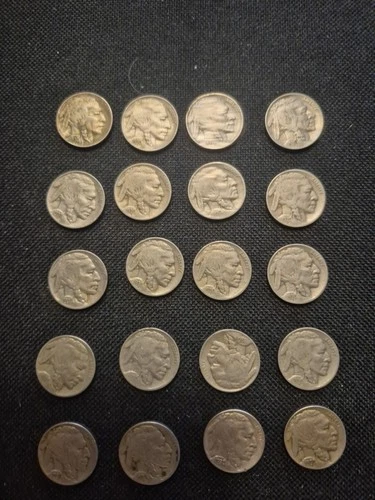 20 Beautiful 1930 Buffalo Nickels.  Lots With Incredible Horn Detail!!
