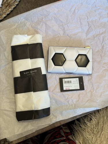 RARE & HTF Kate Spade Kickoff Soccer Ball Small Slim Bifold Wallet White Multi - Picture 17 of 17