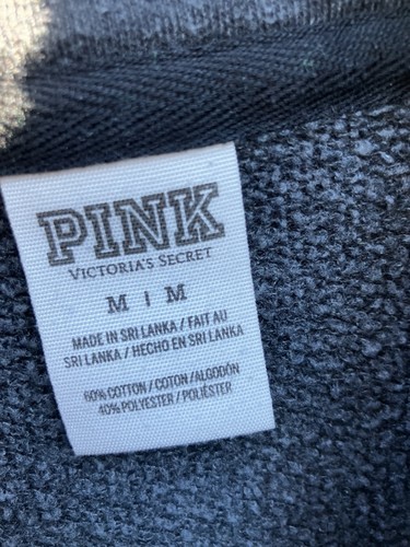 Victoria's Secret Love Pink Sweatshirt mit Viertelreißverschluss Hund grau Medium - Bild 2 von 3