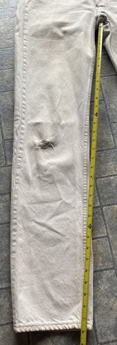 Vintage 1994 Levi’s 501 Jeans Mens 33x36 White Made In USA Flaws Damage Wear VTG - Foto 10 di 23