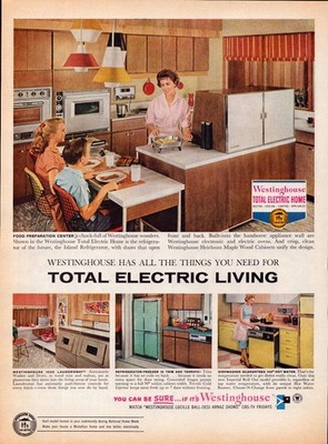 Westinghouse Electric Home Appliances Life Magazine Ad 1950s Mid-Century Modern