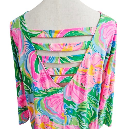 Nuevo sin etiquetas Vestido Columpio Lilly Pulitzer Ofelia Rosa Vibrante Floral Hoja Rayón Mezcla XL - Imagen 6 de 10