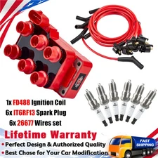 FD488 Ignition Coil +Spark plugs + Wireset for 1998 1999 2000 Ford F-150 V6 4.2L