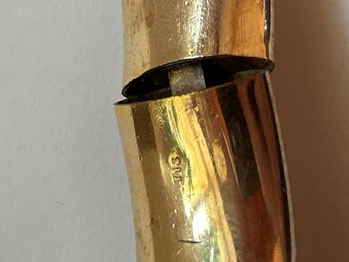 Bracciale antico vittoriano oro pieno cerniera pietre rosse monogrammato - Foto 11 di 11