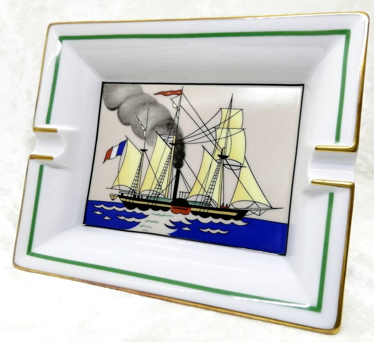 Hermes Paris Cigar Ashtray Change Tray Sailing Boat Ship Porcelain