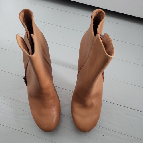 Coach Chryssa Saddle Boots Waxy Leather Cinnamon Ankle Size 9B