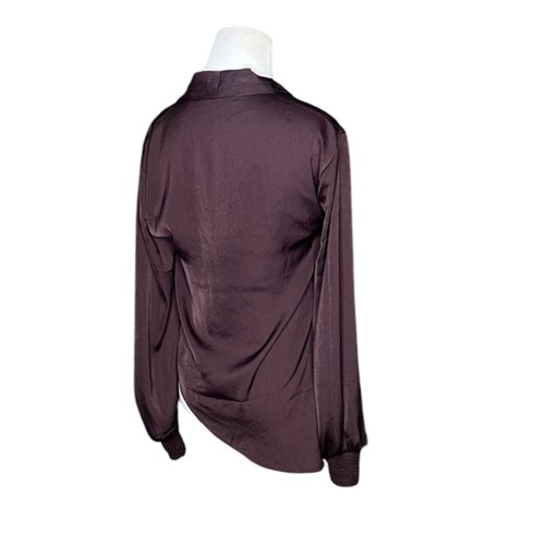NWOT All Saints Abi Long Sleeve Draped Wrap Over Top Purple – Sz 0 - Foto 6 di 11