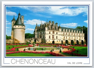 Chateau de Chenonceau Loire Valley France Gardens Tower Vintage Postcard