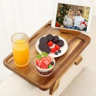 Acacia Wood Couch Armrest TableSofa Arm Tary Table for Living RoomSofa Armres...