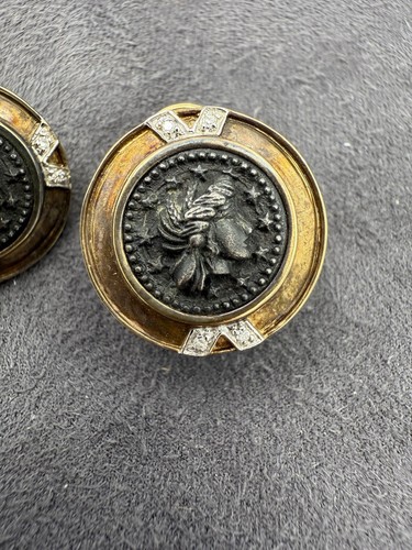 Orecchini Replica Monete 14ky & Sterling Omega Schienali Diamanti Accenti 5,3 Dwt - Foto 2 di 7