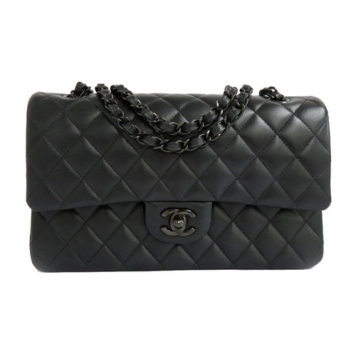 Chanel 11.12 Classic HandBag A01112 Lambskin Saw Matelasse 25.5 Black 191212