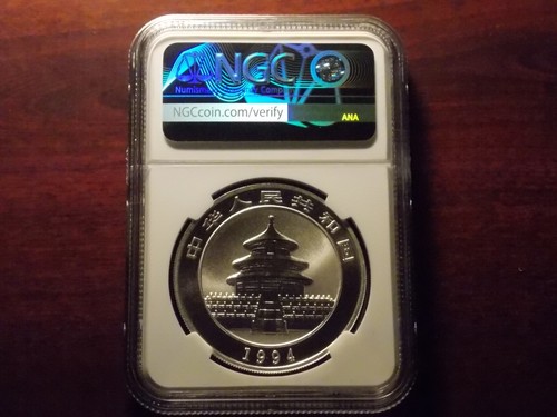 1994 China Panda 10 Yuan Silver coin NGC MS-69 Large date - Picture 2 of 2