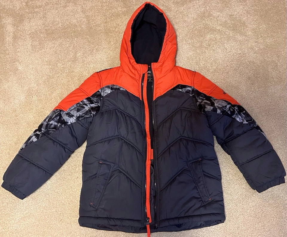 Chaqueta acolchada con capucha para niños talla M 10/12 forro polar ~ Pacific Trail ~ gris y naranja Foto 4 de 4