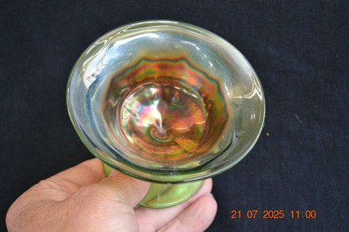 Northwood carnival glass Flute Sherbet------green - Picture 6 of 6