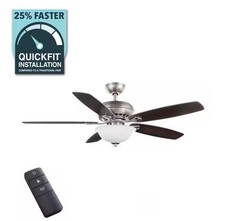 Hampton Bay Southwind II 52 in. Indoor LED Brushed Nickel Ceiling Fan with Light