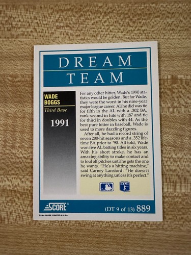 1991 Score Baseball Dream Team Select A Card - Picture 16 of 24