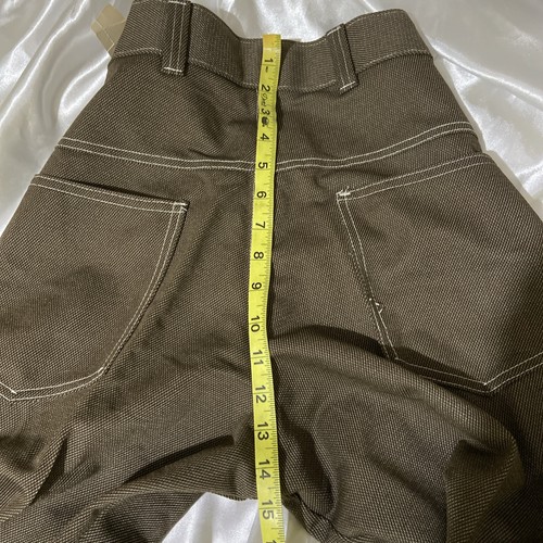 Vintage 70er braun Polyester Twill ausgestellt Bootcut Hose 32"x36" Knopf Reißverschluss neu - Bild 11 von 12