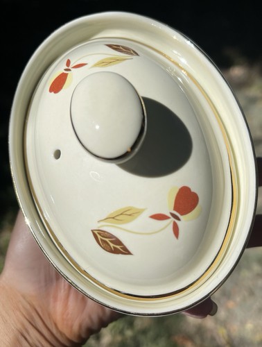 HALL China Autumn Leaf Jewel Tea NALCC Small Lidded Oval Casserole Container - Picture 11 of 19