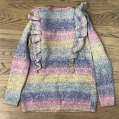 Tucker + Tate Ruffle Sweater Striped Knit Pastel Colors Girls Size 8 Rainbow - Picture 3 of 3