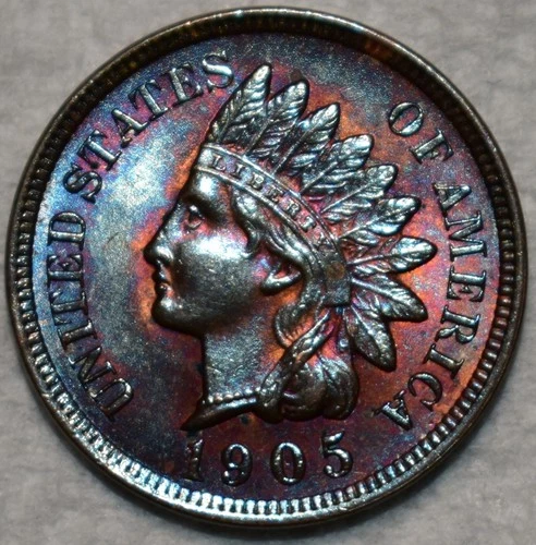 Uncirculated 1905 Indian Head Cent, Beautifully Toned specimen.