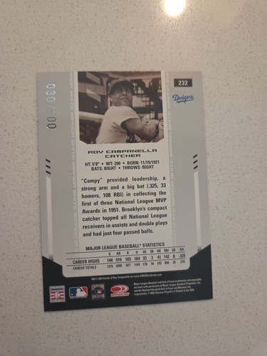 Roy Campanella 2004 Leaf Certified Materials White Mirror /100 #232 HOF Dodgers - Bild 2 von 4