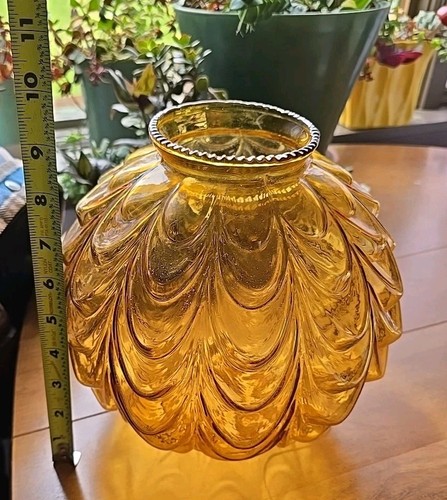 Amber Glass Hanging Swag /Table Lamp Replacement Globe Light Glass Shade Only - Picture 8 of 11