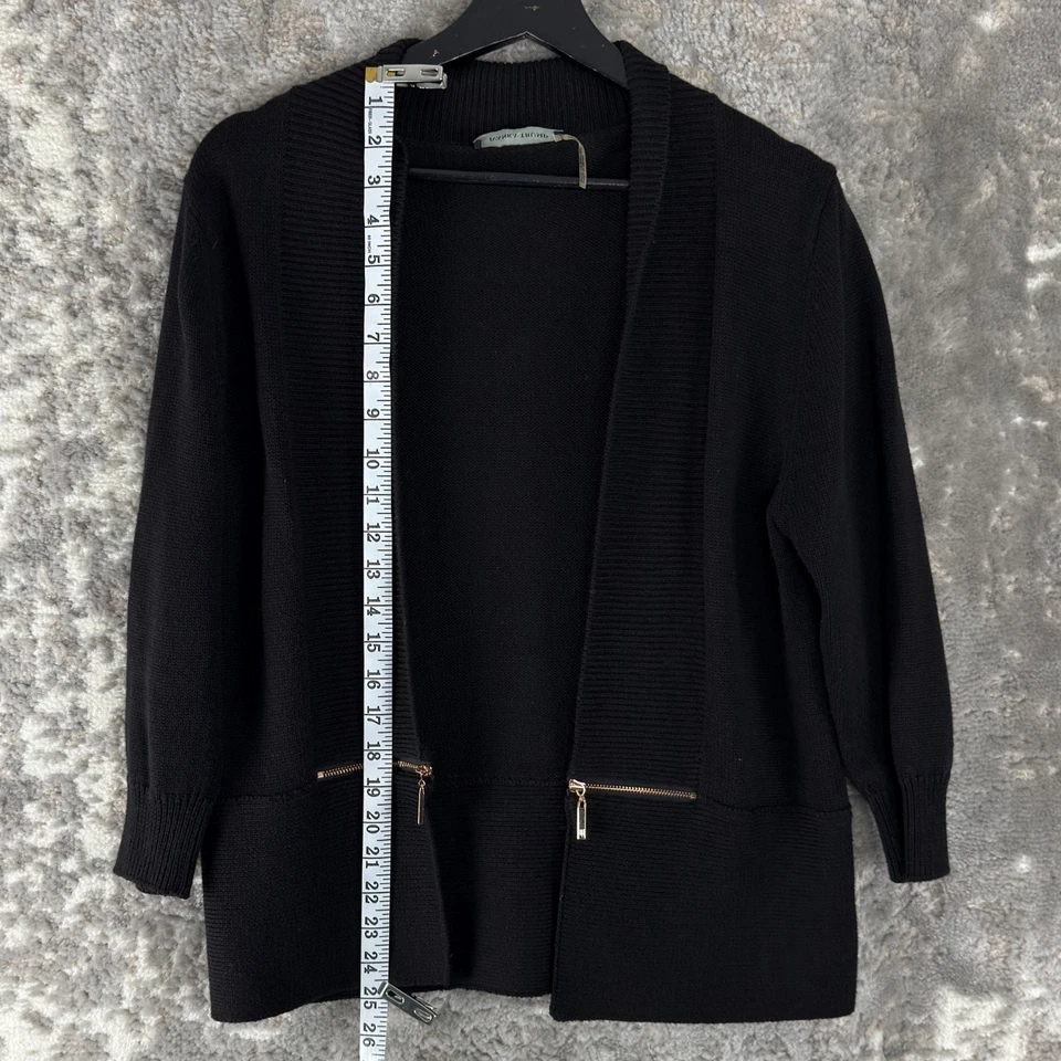 Ivanka Trump M 码开襟开衫毛衣黑色长袖拉链 — 第 2/4 张图片