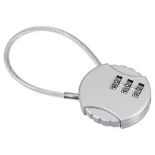 Small Combination Lock 3 Digit Luggage Padlock with 4.7 Inch Wire Silver
