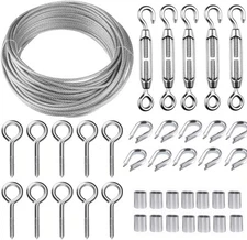TooTaci Turnbuckle Wire Tensioner Kit, 100ft 1/16 Vinyl Coated Stainless Steel C