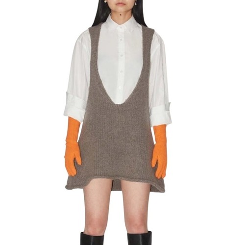 Vestido suéter túnica mameluco de lana gris topo gris para mujer Uncle Studios M - Imagen 9 de 9