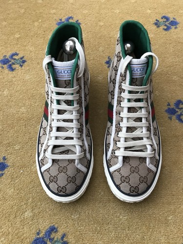 Gucci Trainers Sneaker Shoes High Top Monogram Web Tennis 1977 Mens UK 7 US 8 41 - Picture 4 of 15