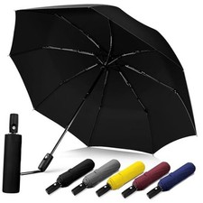 Windproof Travel Umbrella, Compact Umbrella, Car Umbrellas for Rain  Black
