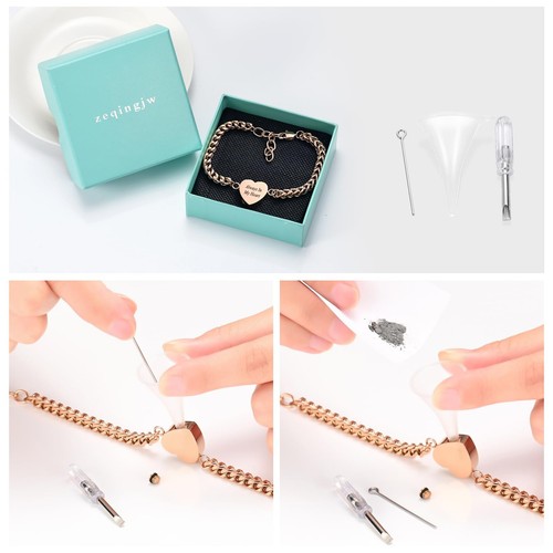 Pulsera Urna Conmemorativa de Cremación Corazón para Cenizas para Mujer Acero Inoxidable Ajuste - Imagen 6 de 7