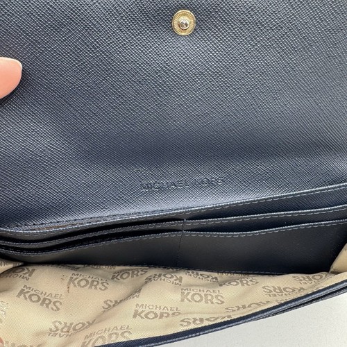 Michael Kors Navy Blue Saffiano Leather Jet Set Travel Flat Wallet NWOT - Picture 18 of 24
