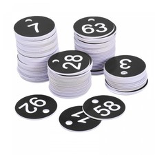 Round 1-100 Number Tag Key Tag Acrylic Engraved Black, Pack of 100