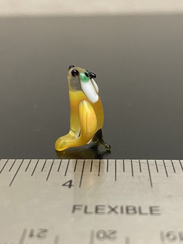 Tiny Hand Blown Glass Figurine Collectibles Handmade Miniature Orange Clear Owl - Picture 4 of 4