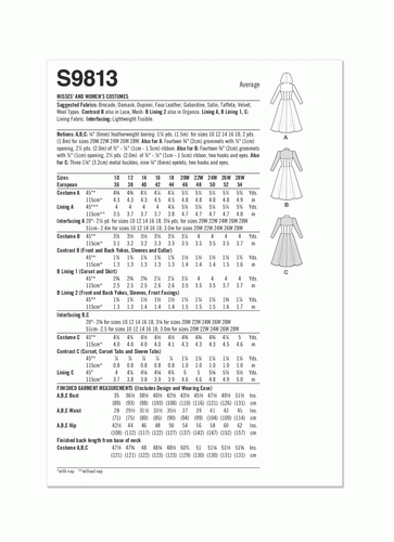 Simplicity SEWING PATTERN S9813 Misses' Or Women's Costume Coats 10-18 Or 20-28W - Picture 7 of 7