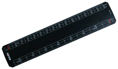 Rulex® 150mm 6" black scale ruler 1:1 1:100 1:5 1:50 1:20 1:200 1:1250 1:2500