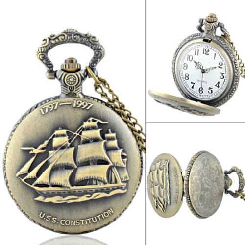 Collana ciondolo orologio quarzo da tasca vintage design antico catena retrò regalo nuovo - Foto 5 di 87