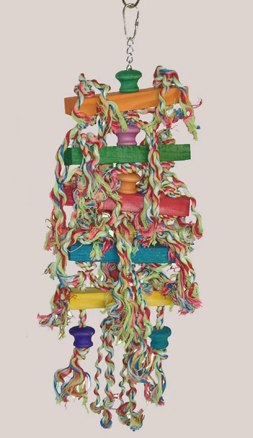 OLLESCH Papageienspielzeug Vogelspielzeug Cotty Wood Holz Bunt