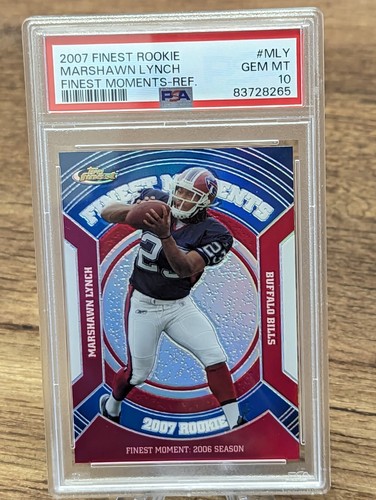 2007 Topps Finest #RFM-MLY Marshawn Lynch  - Finest Moments Refractor RC -PSA 10 - Foto 1 di 3