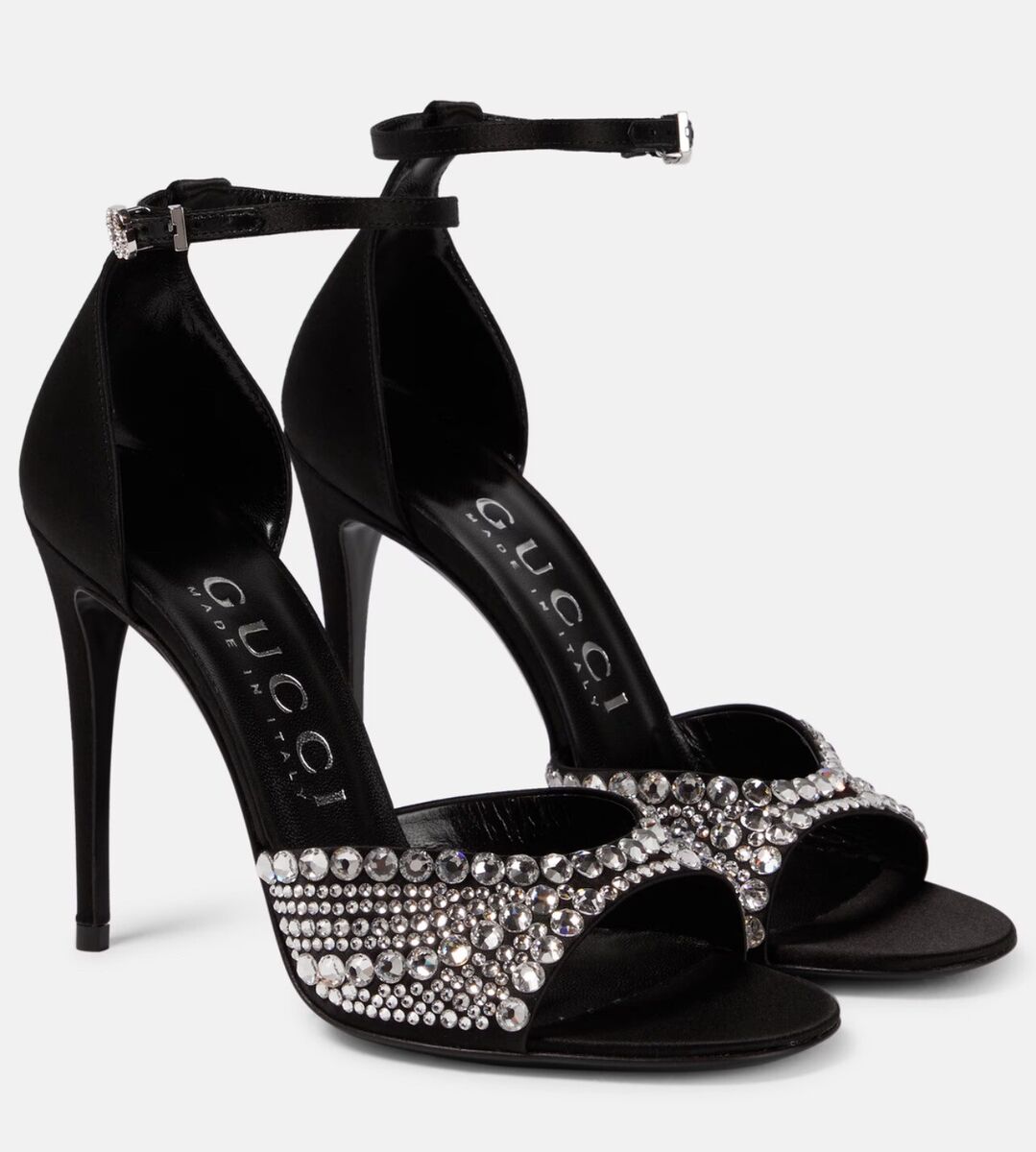 GUCCI WOMEN'S HIGH HEEL SANDALS WITH CRYSTALS Size 36 $1250 GUCCI WOMEN'S HIGH HEEL SANDALS WITH CRYSTALS Size 36 $1250