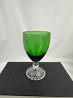 Anchor Hocking Bubble Foot Forest Green Water Goblet 5.5" Bubbie Glass Vintage