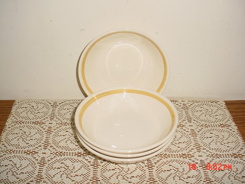 4-PIECE ROYAL CHINA "CAVALIER" 6 3/8" SOUP-SALAD BOWLS/GOLD/YEL-WHT/SALE! - Picture 2 of 4