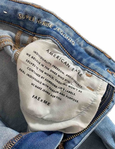 American Eagle Next Level Stretch Super Hi-Rise Blue Distressed Jeggings-Size 00 - Picture 10 of 10